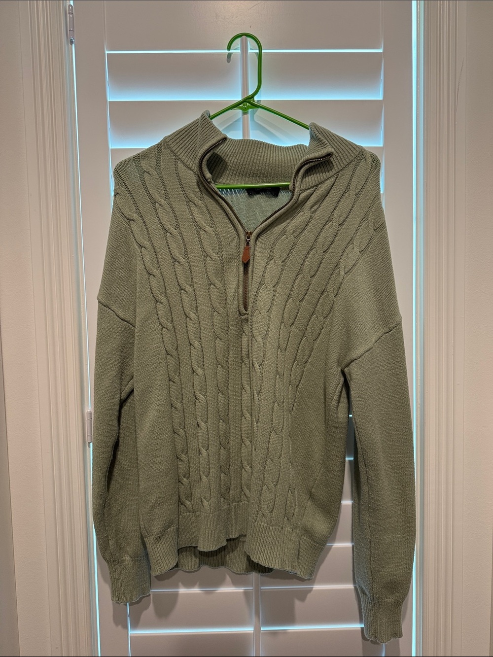 Women's Cable-Knit Half-Zip Cardigan Sweater - Sage Green - Medium